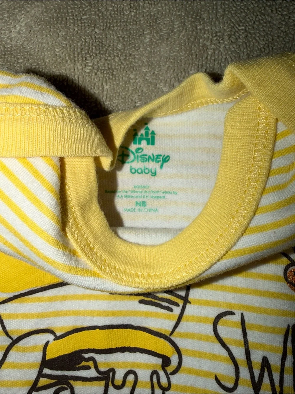 Disney Yellow Striped Winnie the Pooh 'Sweet as Hunny' One-Piece